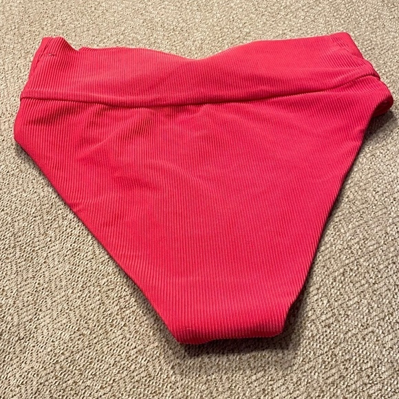 New! Beach Riot Emma cutout bow front bikini bottom pink rib 14387 - Picture 4 of 12